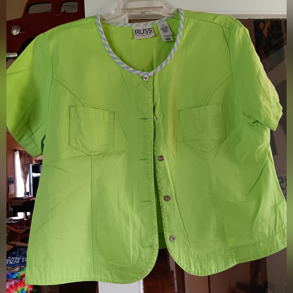 Russ Lime Green Short Sleeve Blouse
